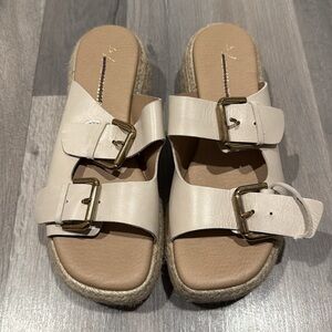 Anthropologie Double Buckle Platform Sandals